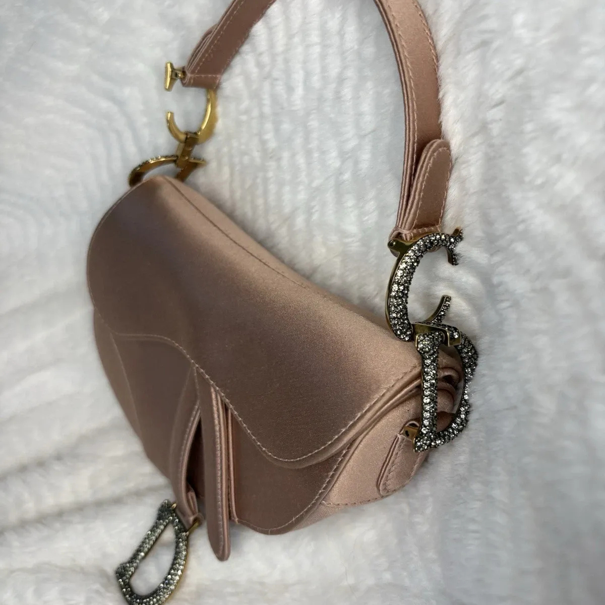 DIOR MINI SADDLE BLUSH SATIN