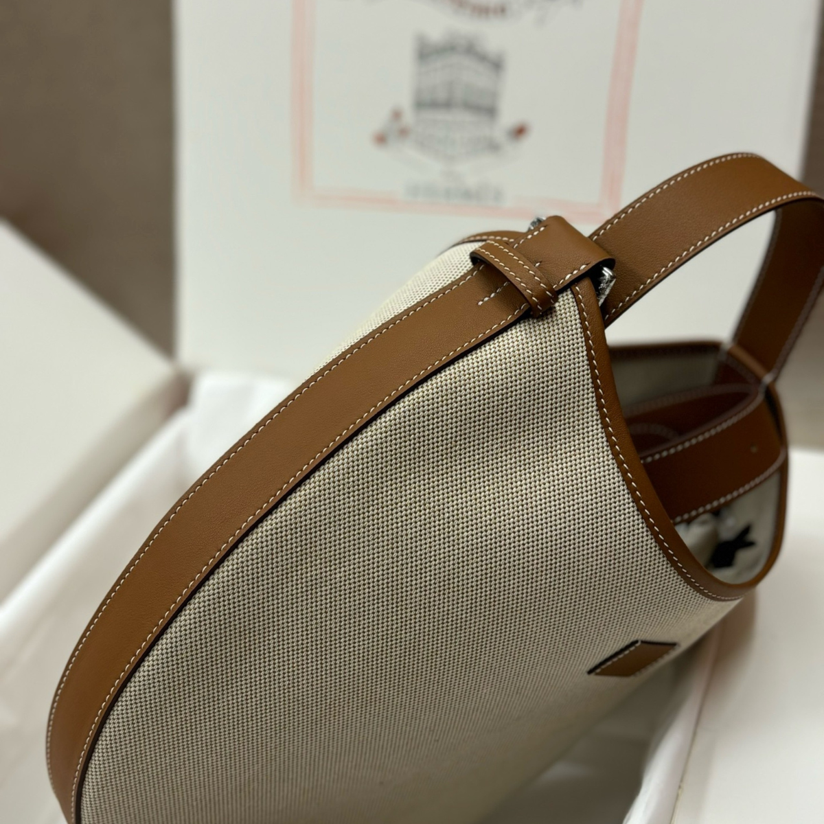 P’TIT ARÇON BAG IN CANVAS & LEATHER HERMÈS