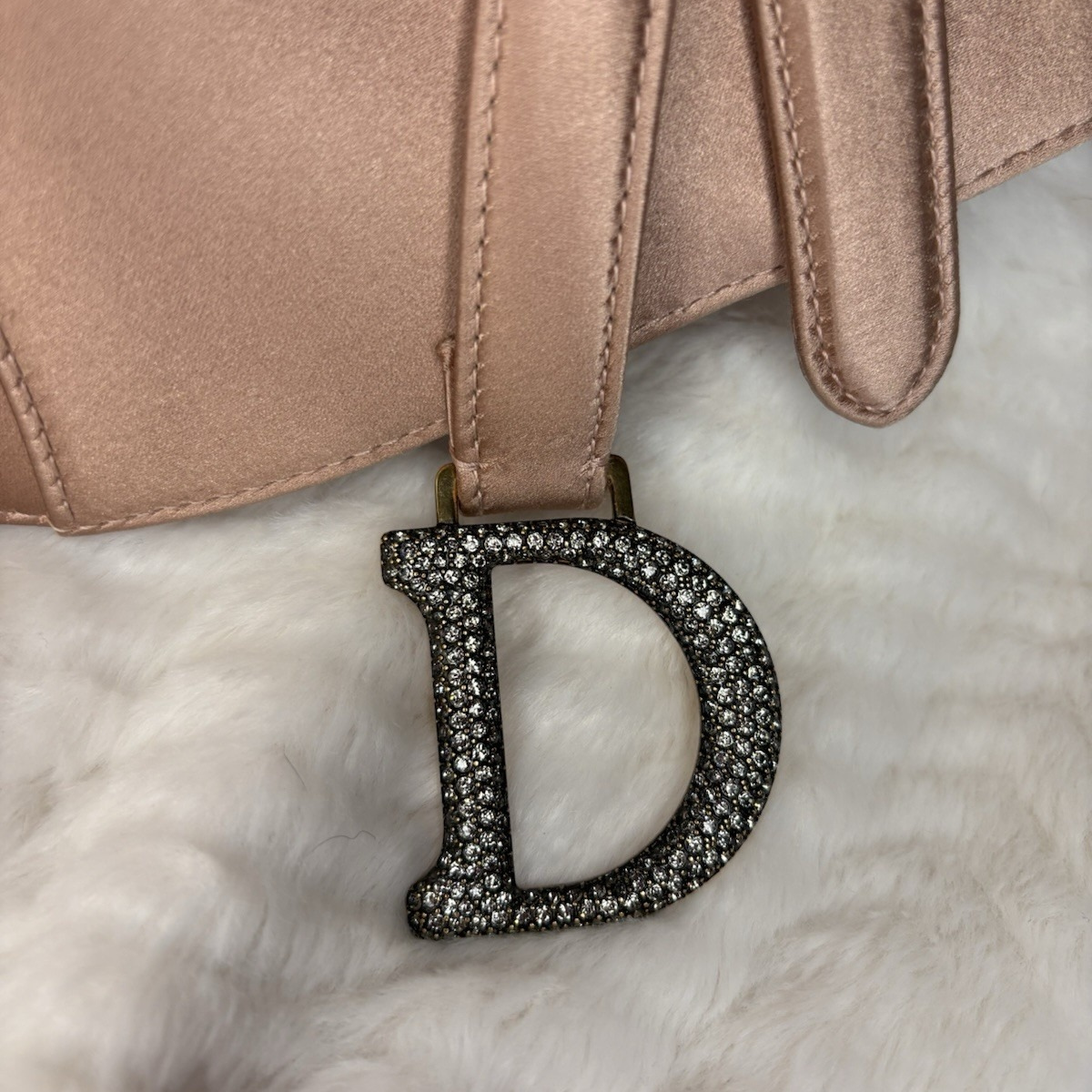 DIOR MINI SADDLE BLUSH SATIN