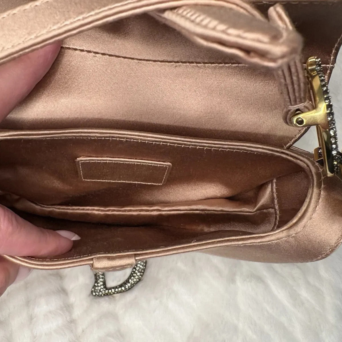 DIOR MINI SADDLE BLUSH SATIN