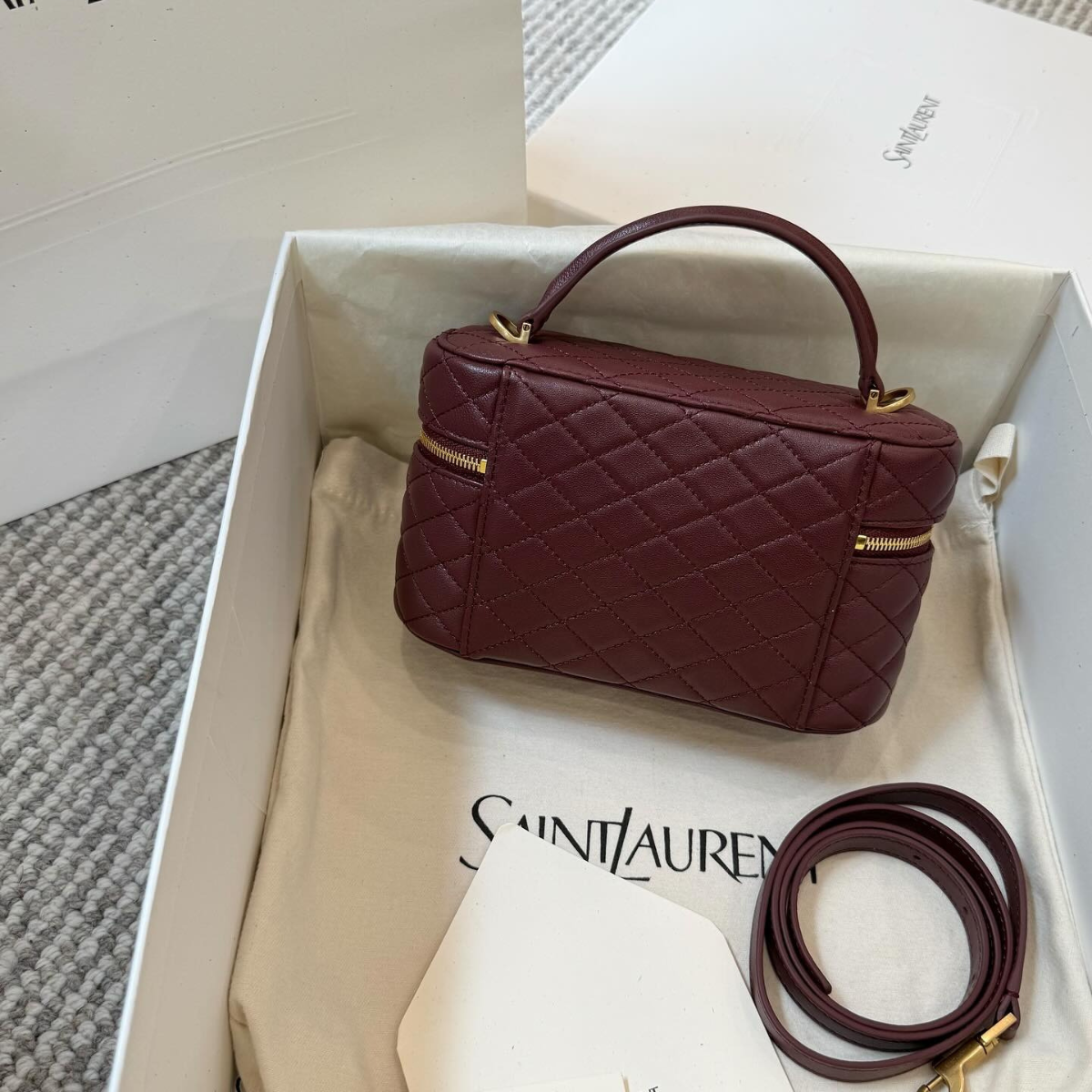 YVES SAINT LAURENT GABY VANITY CASE IN LAMBSKIN LEATHER