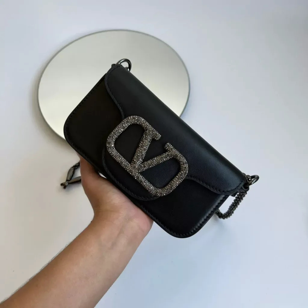 VALENTINO GARAVANI LOCÒ SMALL SHOULDER BAG WITH JEWEL LOGO