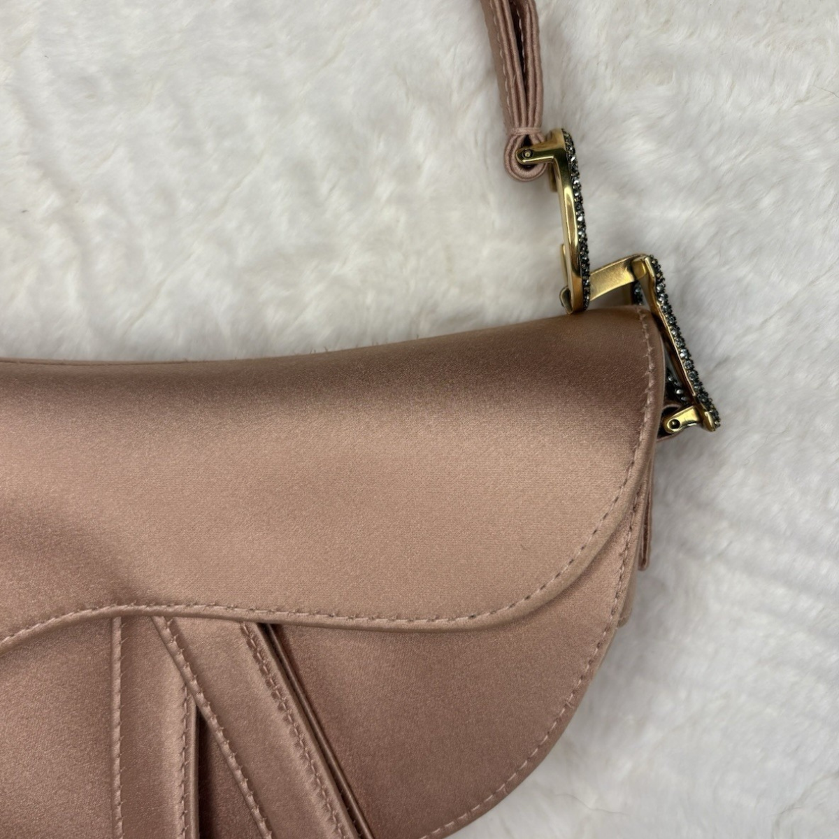 DIOR MINI SADDLE BLUSH SATIN
