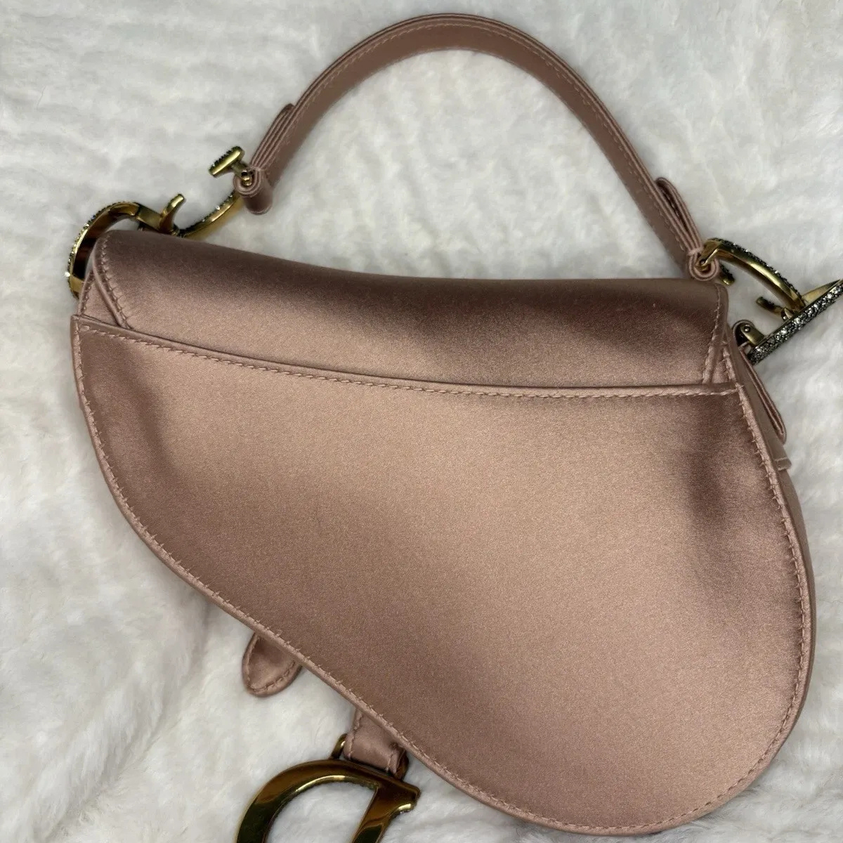 DIOR MINI SADDLE BLUSH SATIN