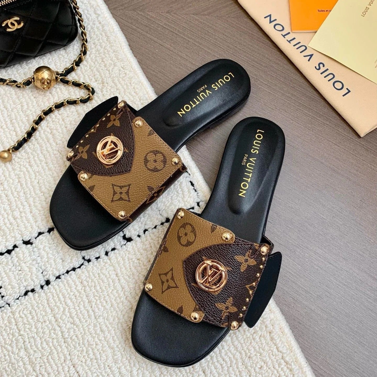 LOUIS VUITTON LV FRAME MULES MARRON CACAO LEATHER