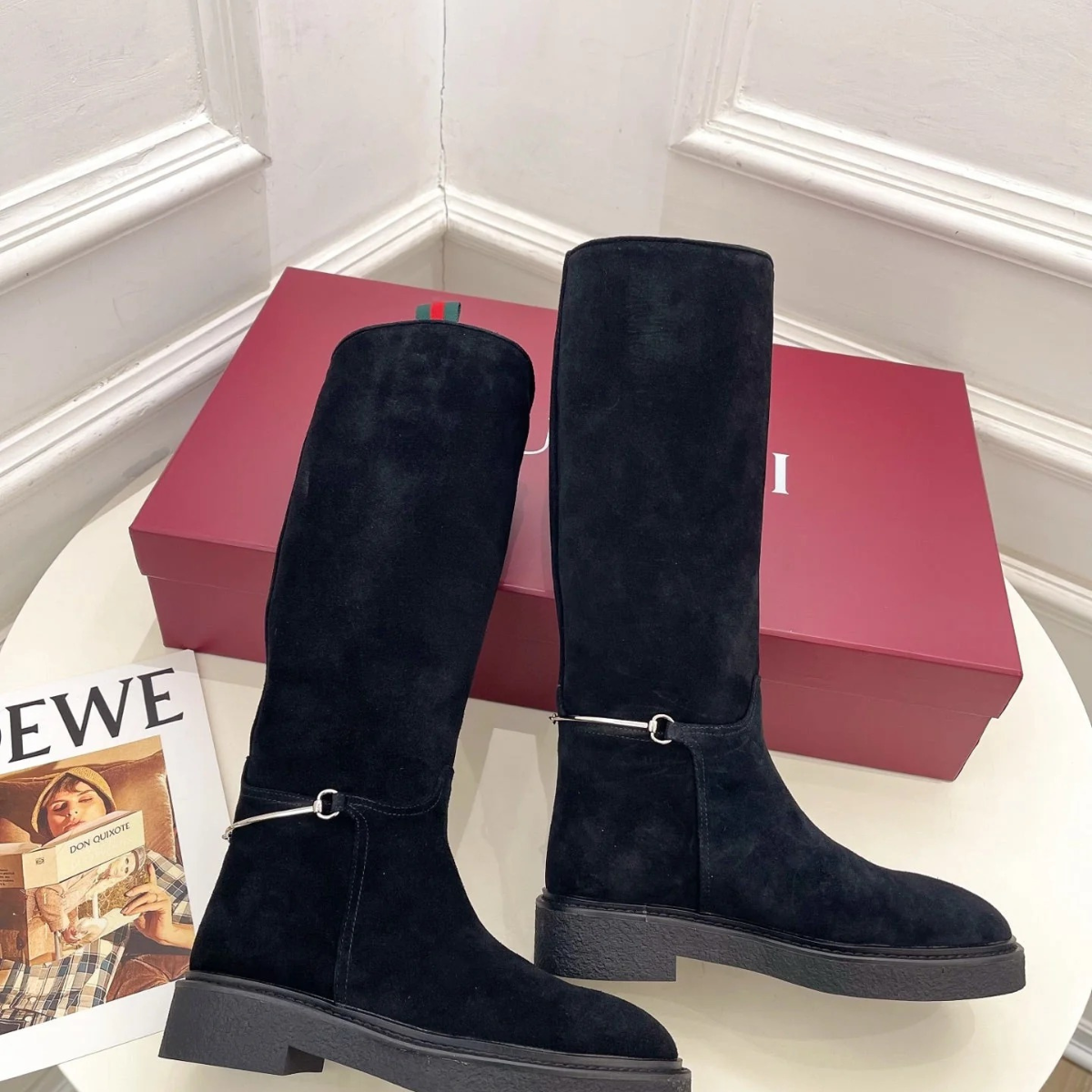 GUCCI HIGH BOOTS IN BLACK SUEDE
